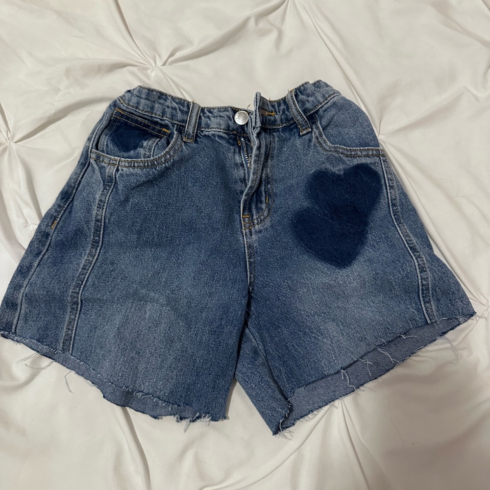 Forever 21 Heart Patch Blue Jean Shorts